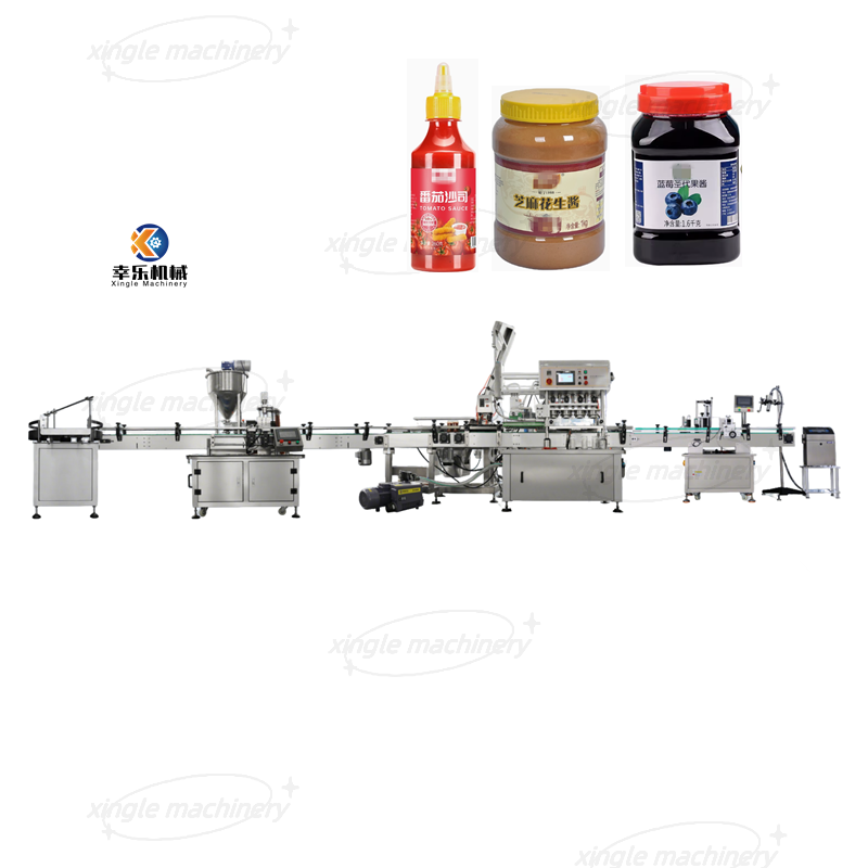 Automatische Produktionslinie für die Verpackung von Flaschenmarmeladenpasten