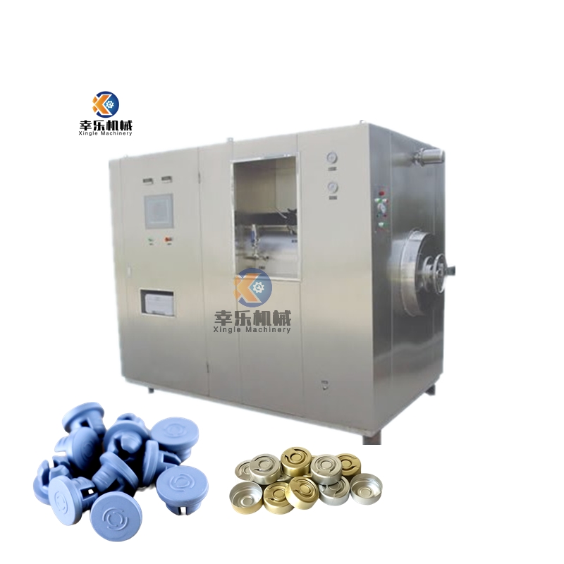 Wasch- und Trocknungsmaschine mit Gummistopfen und Aluminiumkappe