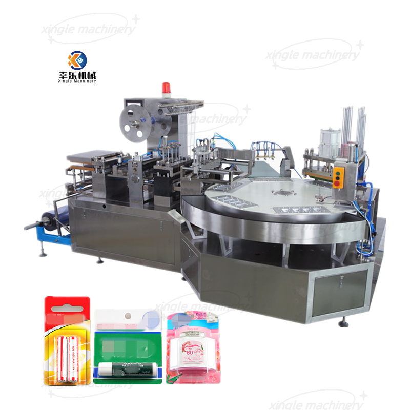 Rotierende automatische Blisterverpackungsmaschine aus Pappe, Kunststoff und Papier