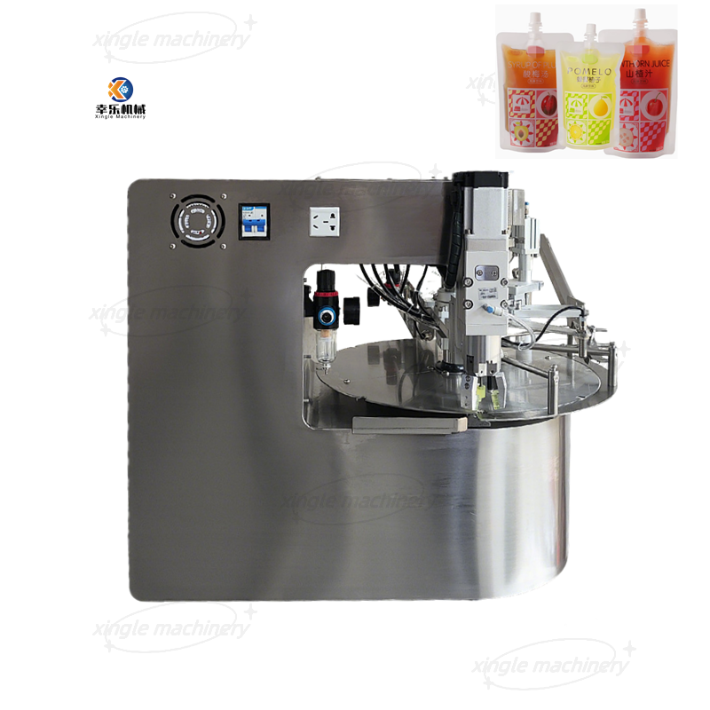 Automatische Maschine zum Füllen und Verschließen von Ausgussbeuteln mit flüssiger Paste