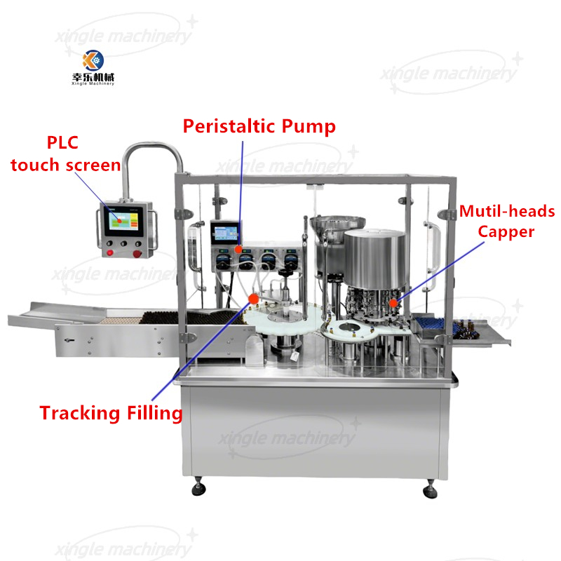 Rotierende automatische Maschine zum Füllen und Verschließen von Fläschchen mit oralem Flüssigsirup
