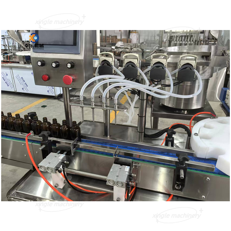 Lineare Flüssigkeits-10-100-ml-Fläschchenfüllmaschine für den oberen Stopfen